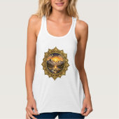 Golden Boho Mandala Mountain Sunset | Boho Sun Art タンクトップ (正面)