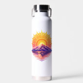 Golden Boho Mandala Sun Mountain Sunset Reflection ウォーターボトル (正面)