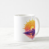 Golden Boho Mandala Sun Mountain Sunset Reflection コーヒーマグカップ (正面右)