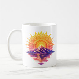 Golden Boho Mandala Sun Mountain Sunset Reflection コーヒーマグカップ