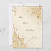 Golden Boho Minimalist Mosque Ramadan Iftar Party  招待状 (裏面)