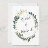 Golden borders eucalypt wedding collection 招待状 (正面)