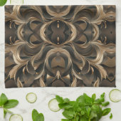 Golden Botanical Flow Elegant   キッチンタオル (折り畳み)