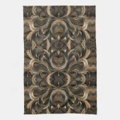 Golden Botanical Flow Elegant   キッチンタオル (縦)