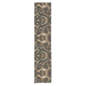 Golden Botanical Flow Elegant ショートテーブルランナー (正面)