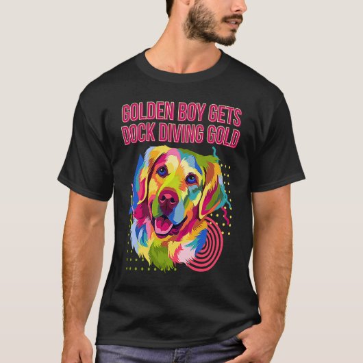 Golden Boy Gets Dock Diving Gold  Golden Retriever Tシャツ (正面)