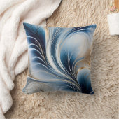 Golden Breeze - Flow of Blue and Gold Abstract Art クッション (ブランケット)