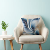 Golden Breeze - Flow of Blue and Gold Abstract Art クッション (椅子)