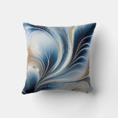 Golden Breeze - Flow of Blue and Gold Abstract Art クッション (裏面)