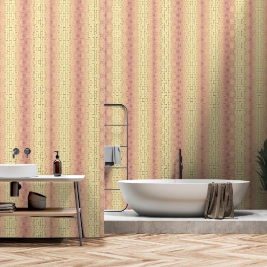 Golden Brick Wall – Symmetrical Architectural Patt 壁紙 (浴室)