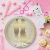Golden Bride And Groom Wedding Party ペーパープレート (パーティー)