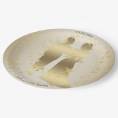 Golden Bride And Groom Wedding Party ペーパープレート (アングル)