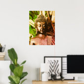Golden Bronze Buddha Meditation Art Poster – Zen ポスター (ホームオフィス)