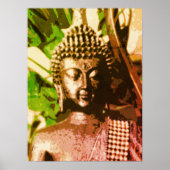 Golden Bronze Buddha Meditation Art Poster – Zen ポスター (正面)
