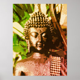 Golden Bronze Buddha Meditation Art Poster – Zen ポスター