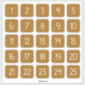 Golden Brown Customizable Square Number Stickers  シール (シート)