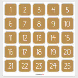 Golden Brown Customizable Square Number Stickers  シール