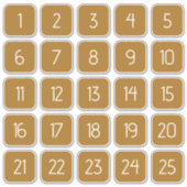 Golden Brown Customizable Square Number Stickers  シール (正面)