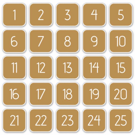 Golden Brown Customizable Square Number Stickers  シール (正面)