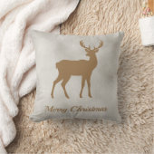 Golden Brown Deer Shape On Faux Velvet Texture クッション (ブランケット)