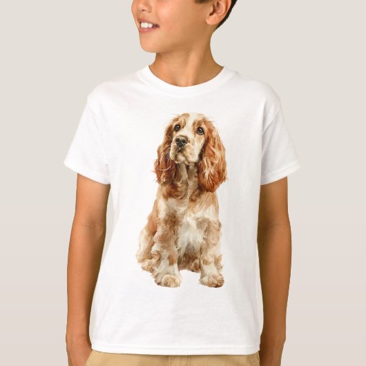 Golden Brown English Cocker Spaniel Dog Kids Tシャツ (正面)