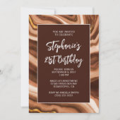 Golden Brown Faux Agate Bold 21st Birthday 招待状 (正面)