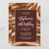 Golden Brown Faux Agate Bold 30th Birthday 招待状 (正面/裏面)