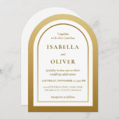 Golden brown gradient elegant wedding 招待状 (正面/裏面)