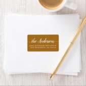 Golden Brown Script Family Return Address Label ラベル (インサイチュ)