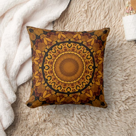 Golden Brown Throw Pillow クッション (ブランケット)