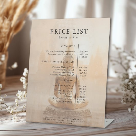 Golden Buddha Salon Price List 台座サイン