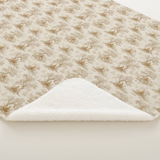 Golden Buddha Toile de Jouy Classic Pattern シェルパブランケット (3/4)