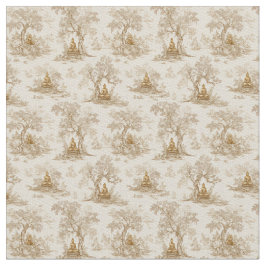 Golden Buddha Toile de Jouy Classic Pattern ファブリック