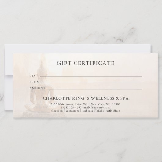 Golden Buddha – Yoga Reiki Salon Gift Certificate (正面)