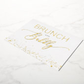 Golden Budget Brunch & Bubbly Quote Bridal Shower 箔招待状 (回転した状態)