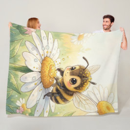 Golden Bumblebee in Bloom Dance フリースブランケット