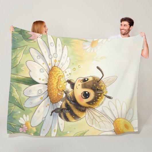 Golden Bumblebee in Bloom Dance フリースブランケット (インサイチュ)