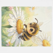 Golden Bumblebee in Bloom Dance フリースブランケット (正面(横))