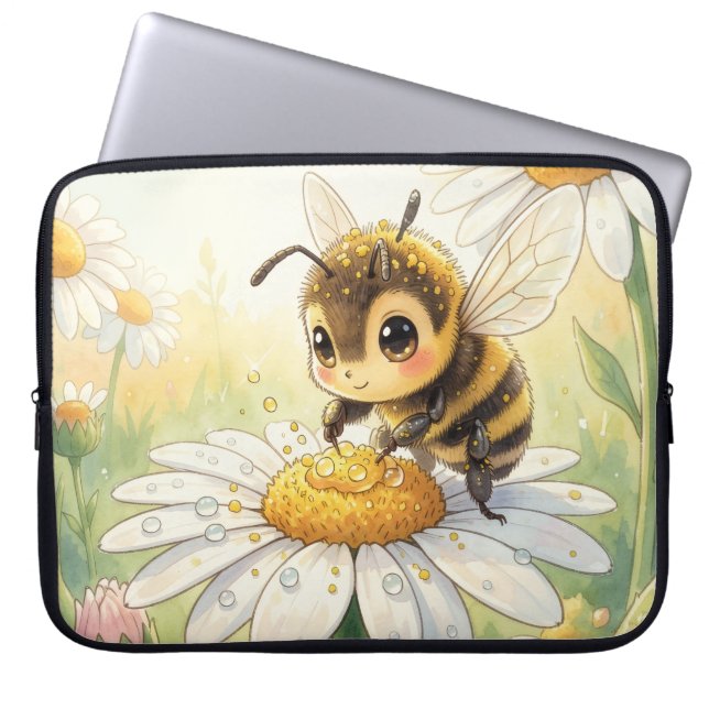 Golden Bumblebee in Bloom Dance ラップトップスリーブ (正面)