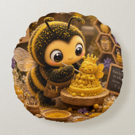Golden Bumblebee in Bloom Dance.11 ラウンドクッション