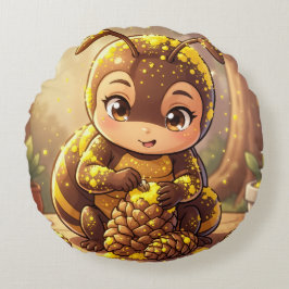 Golden Bumblebee in Bloom Dance.12 ラウンドクッション