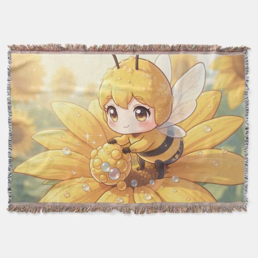 Golden Bumblebee in Bloom Dance.1 スローブランケット (正面)