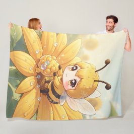 Golden Bumblebee in Bloom Dance.1 フリースブランケット
