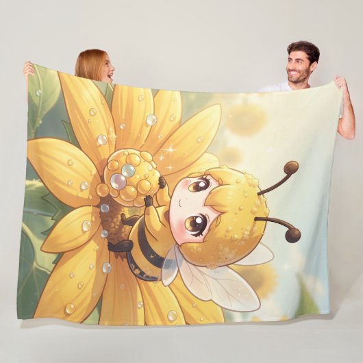 Golden Bumblebee in Bloom Dance.1 フリースブランケット (インサイチュ)