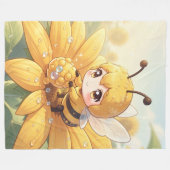 Golden Bumblebee in Bloom Dance.1 フリースブランケット (正面(横))