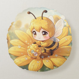 Golden Bumblebee in Bloom Dance.1 ラウンドクッション