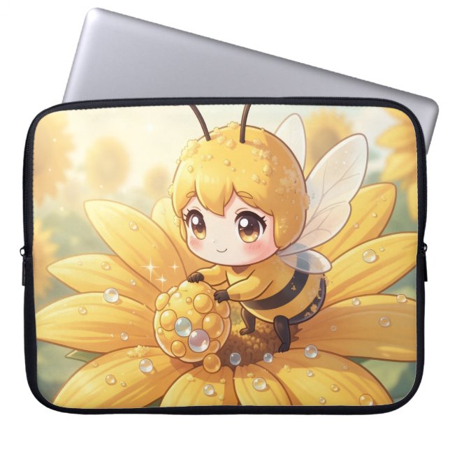 Golden Bumblebee in Bloom Dance.1 ラップトップスリーブ (正面)