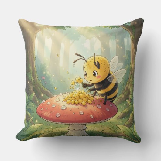 Golden Bumblebee in Bloom Dance.2 クッション (正面)