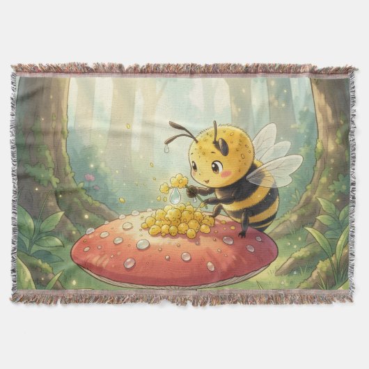 Golden Bumblebee in Bloom Dance.2 スローブランケット (正面)