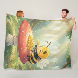 Golden Bumblebee in Bloom Dance.2 フリースブランケット